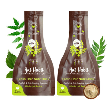 Nat Habit Men's 8 Herbs Hair Revital NutriMask - Hair Mask For Grey Hairs, Conditioning- (Pack of 2 x 40gm)