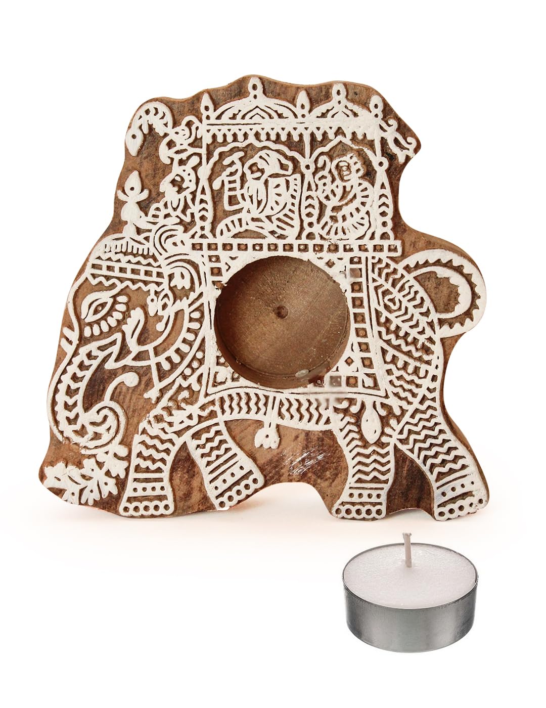 TIED RIBBONS Set of 3 Handmade Wooden Tealight Candle Holder Stand