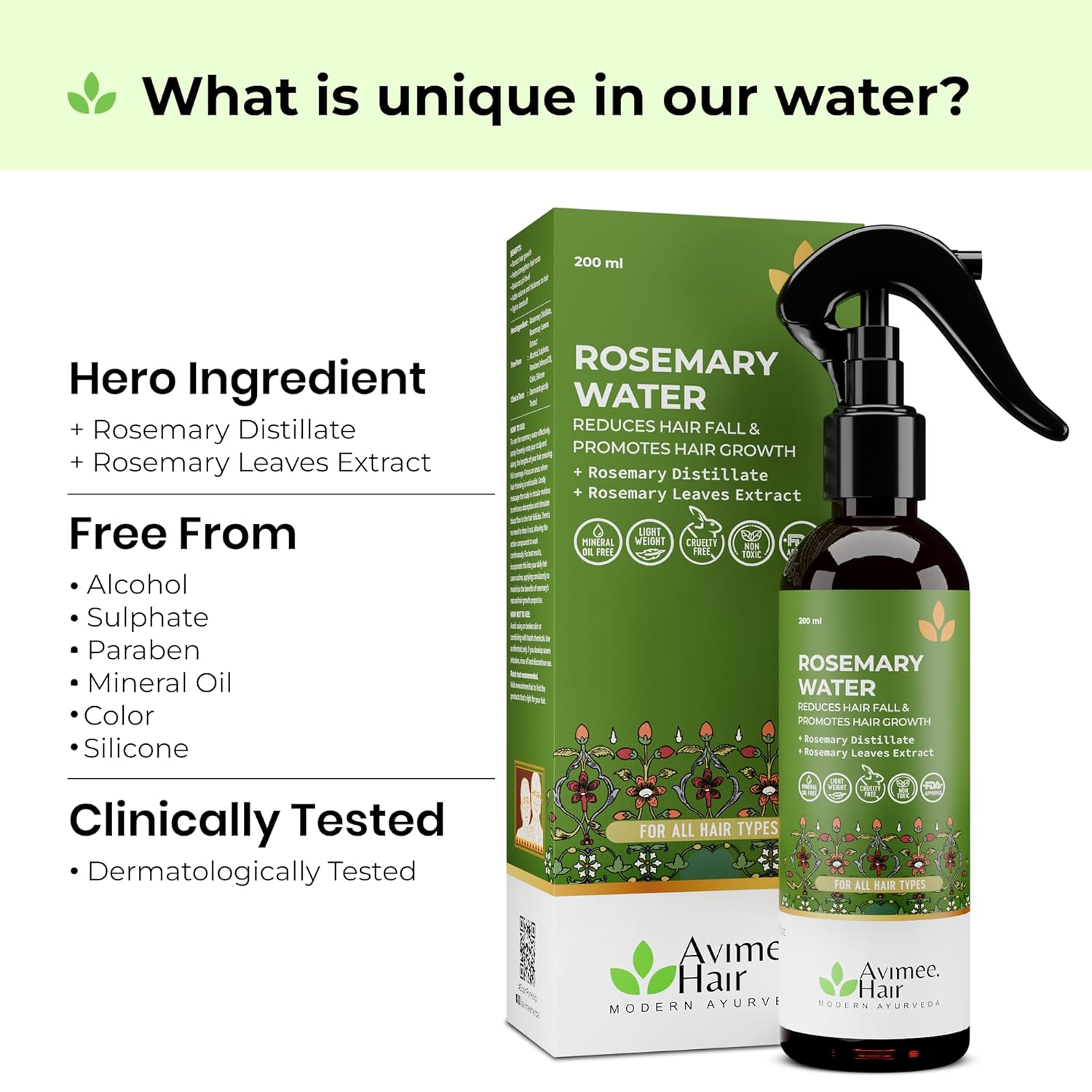 Avimee Herbal Rosemary Water For Hair Growth (200 ml)