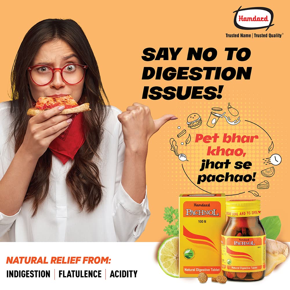 Hamdard Pachnol (Pack of 2)-100 Tablet-For Acidity &amp; Gas Relief