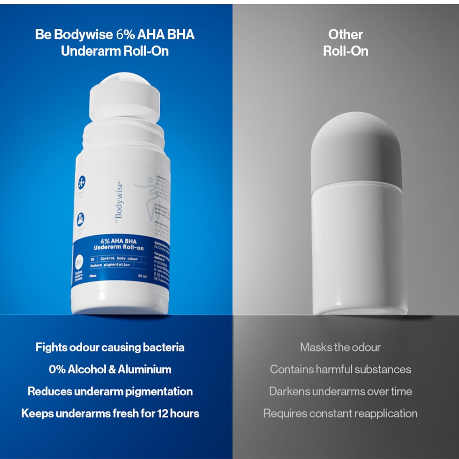 Be Bodywise 6% AHA BHA Underarm Roll On Deodorant-50ml