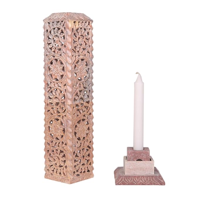 KC KULLICRAFT Marble Jaali Work Incense Holder/Agarbatti Stand with 6 Incense Sticks, Lavender Fragrance (11-Inch, Beige)