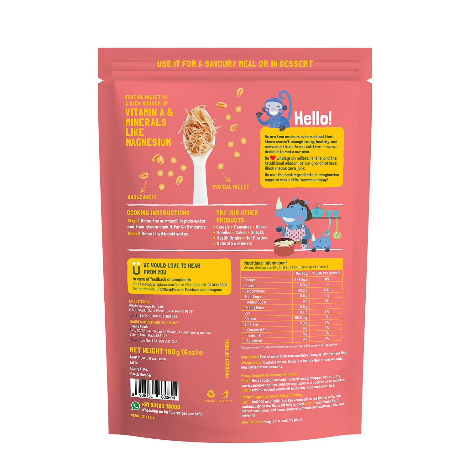 Slurrp Farm Foxtail Millet Vermicelli - 180G