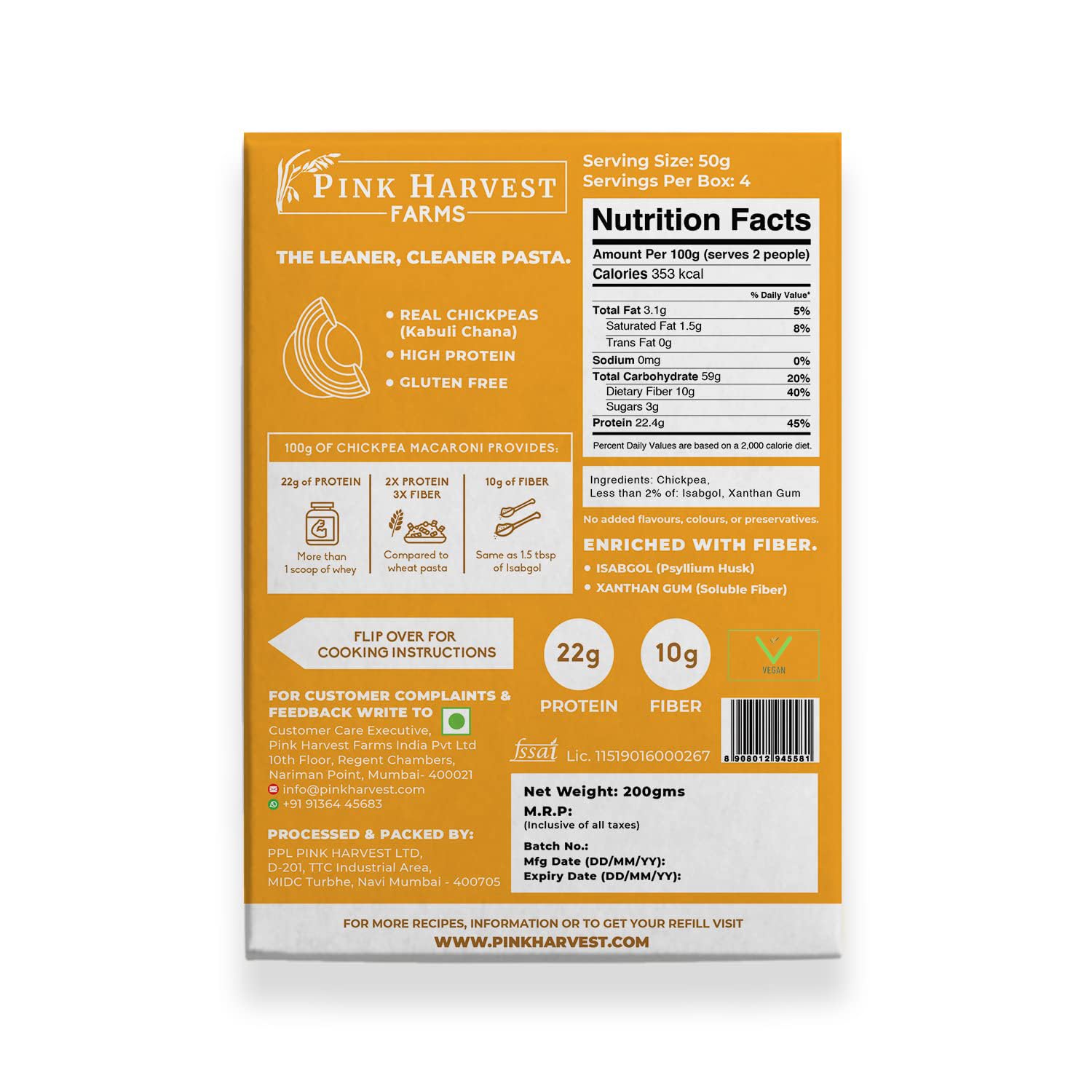 Pink Harvest Farms Chickpea Pasta | No Rice - No Maida