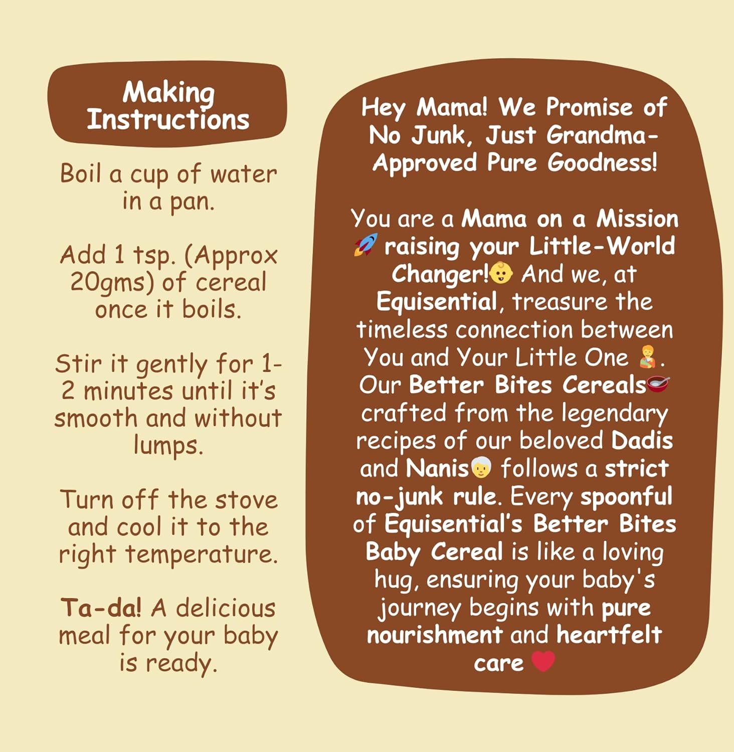 Equisential - Better Bites Instant Porridge Infant Baby Cereal Plain - 6+ Month | 200gms