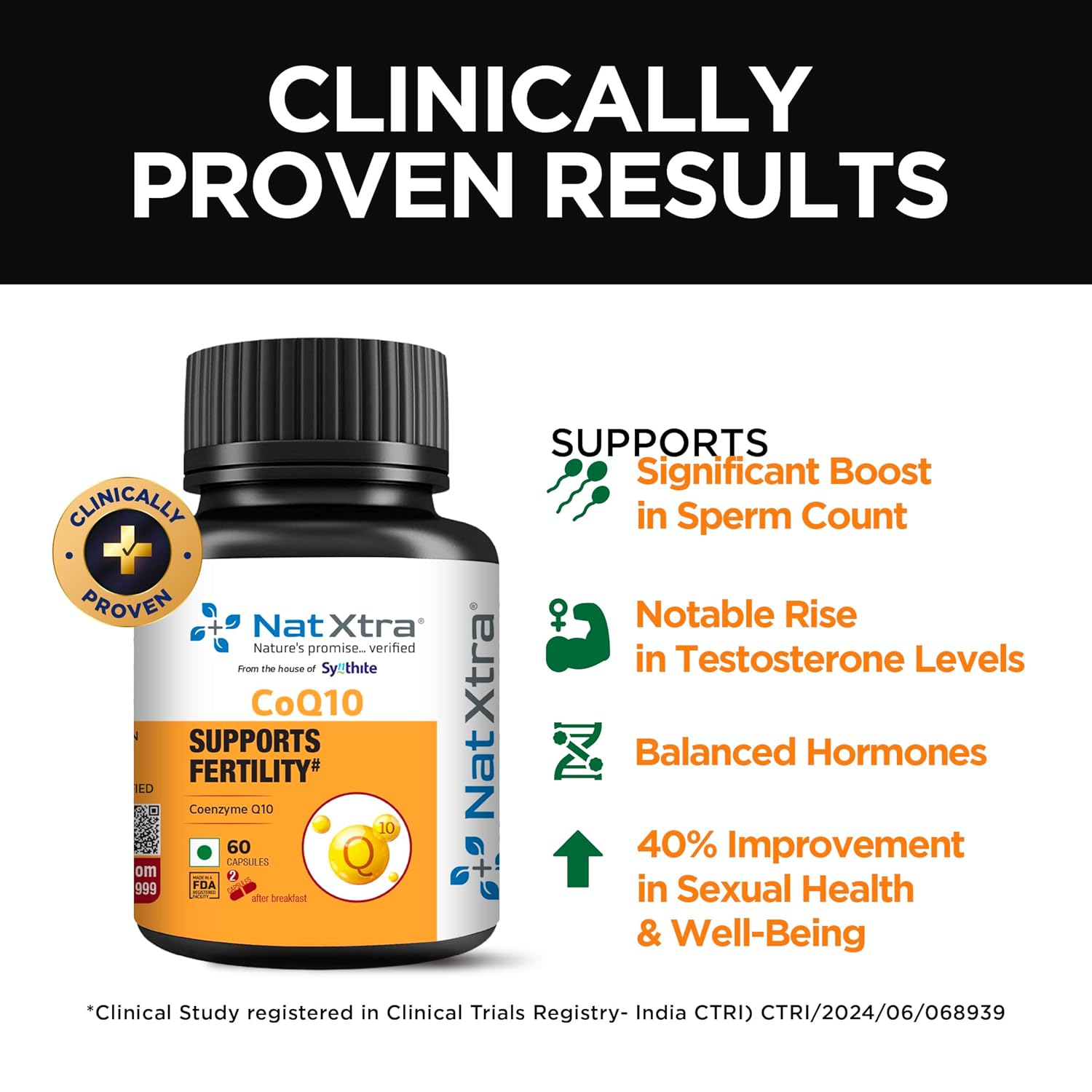 Natxtra CoQ10 | Male Fertility Support  60 Vegetarian Capsules