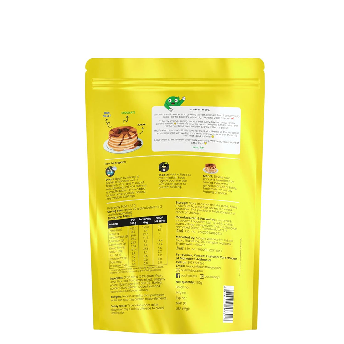Little Joys Millet Pancake Mix | 8g Protein - 150g