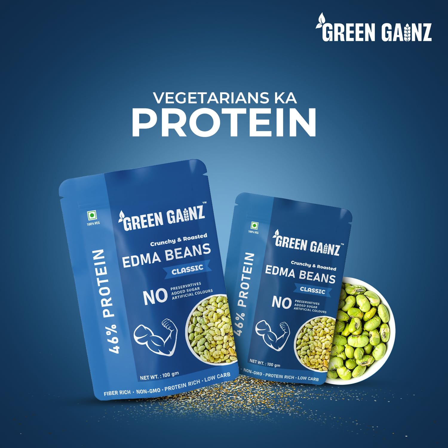 Green Gainz Roasted Edamame Classic Flavour – 100gm