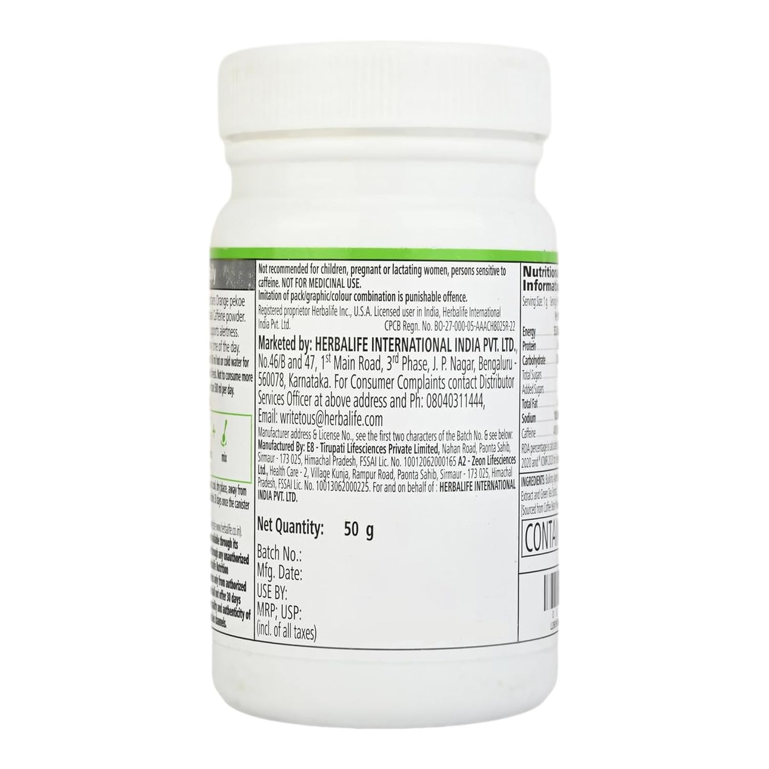 Herbalife Nutrition Natural Tulsi Afresh Energy Drink Mix, 50 grams