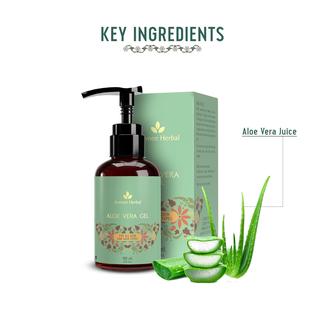 Avimee Herbal Pure Aloe Vera Gel for Skin and Hair - 100 ml