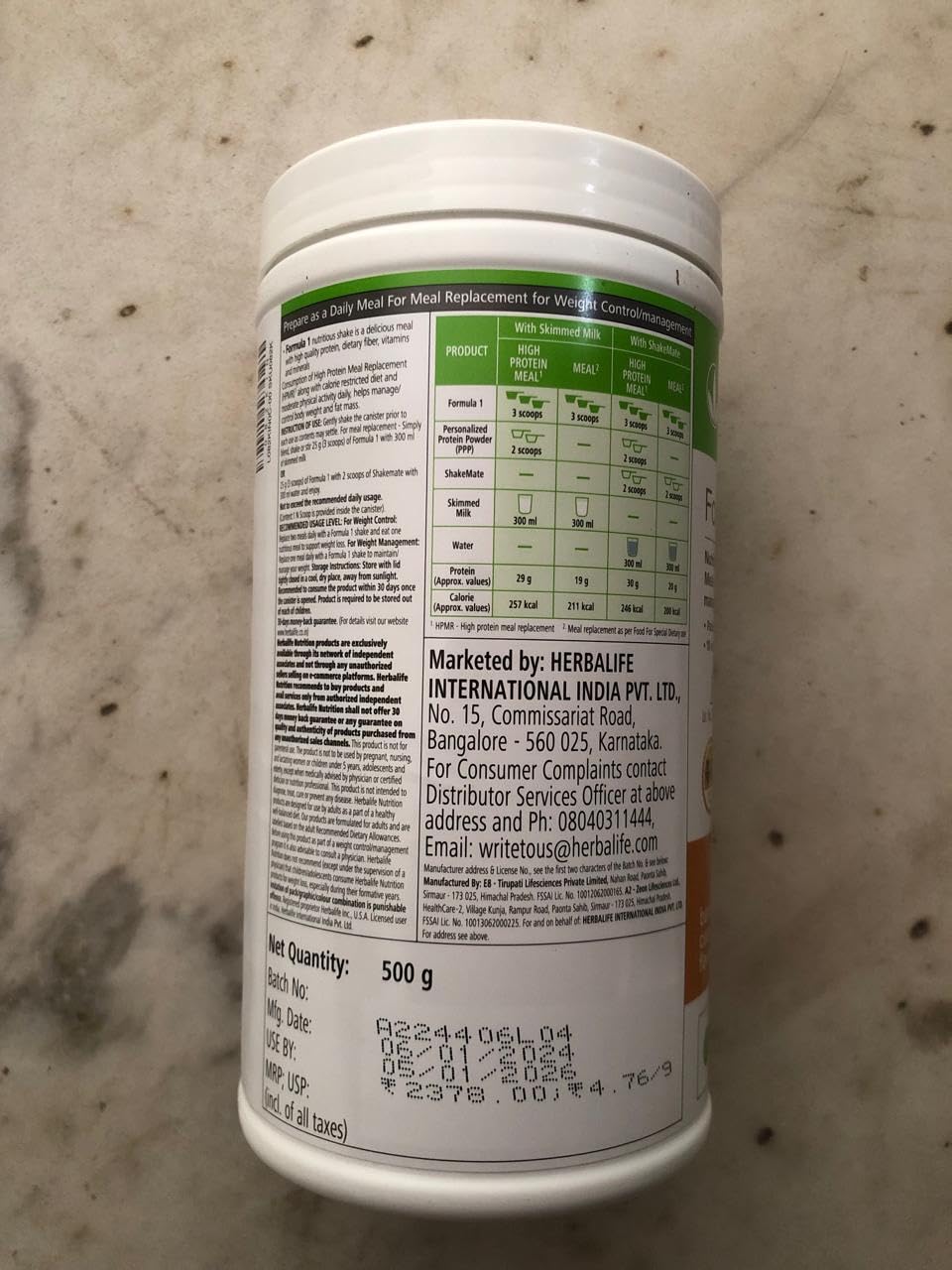 Herbalife Formula 1 Nutritional Shake Mix Banana Caramel flavour 500g