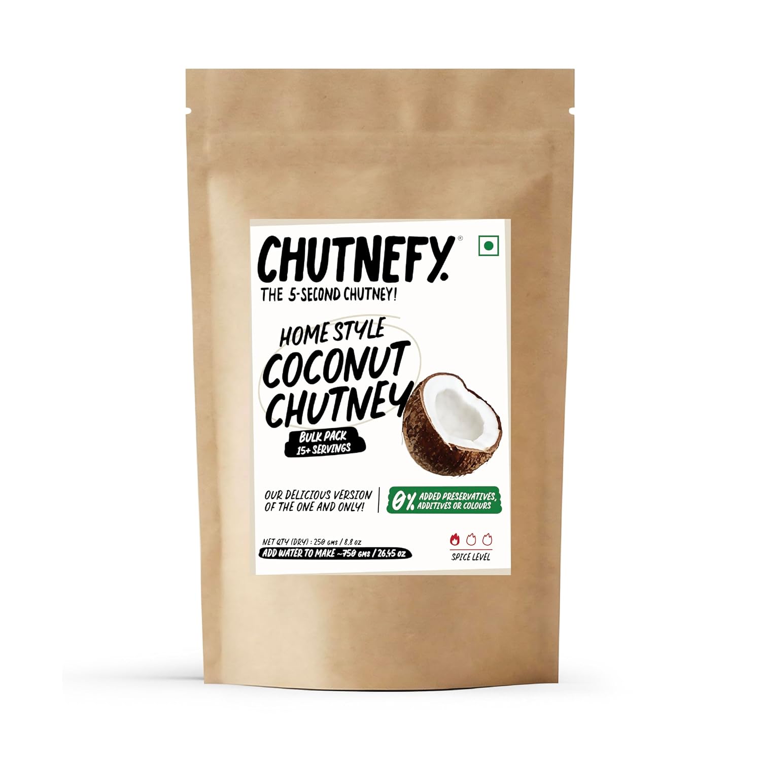 Chutnefy Coconut Chutney Mix | 250g Freeze-Dried Instant Dry Mix