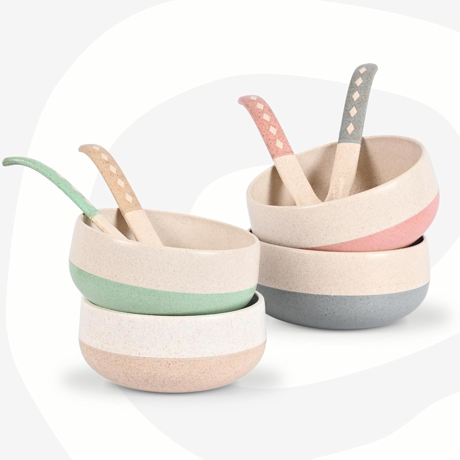 Eha Earth-Friendly Soup Bowls with Spoons|250 ml - Set of 4