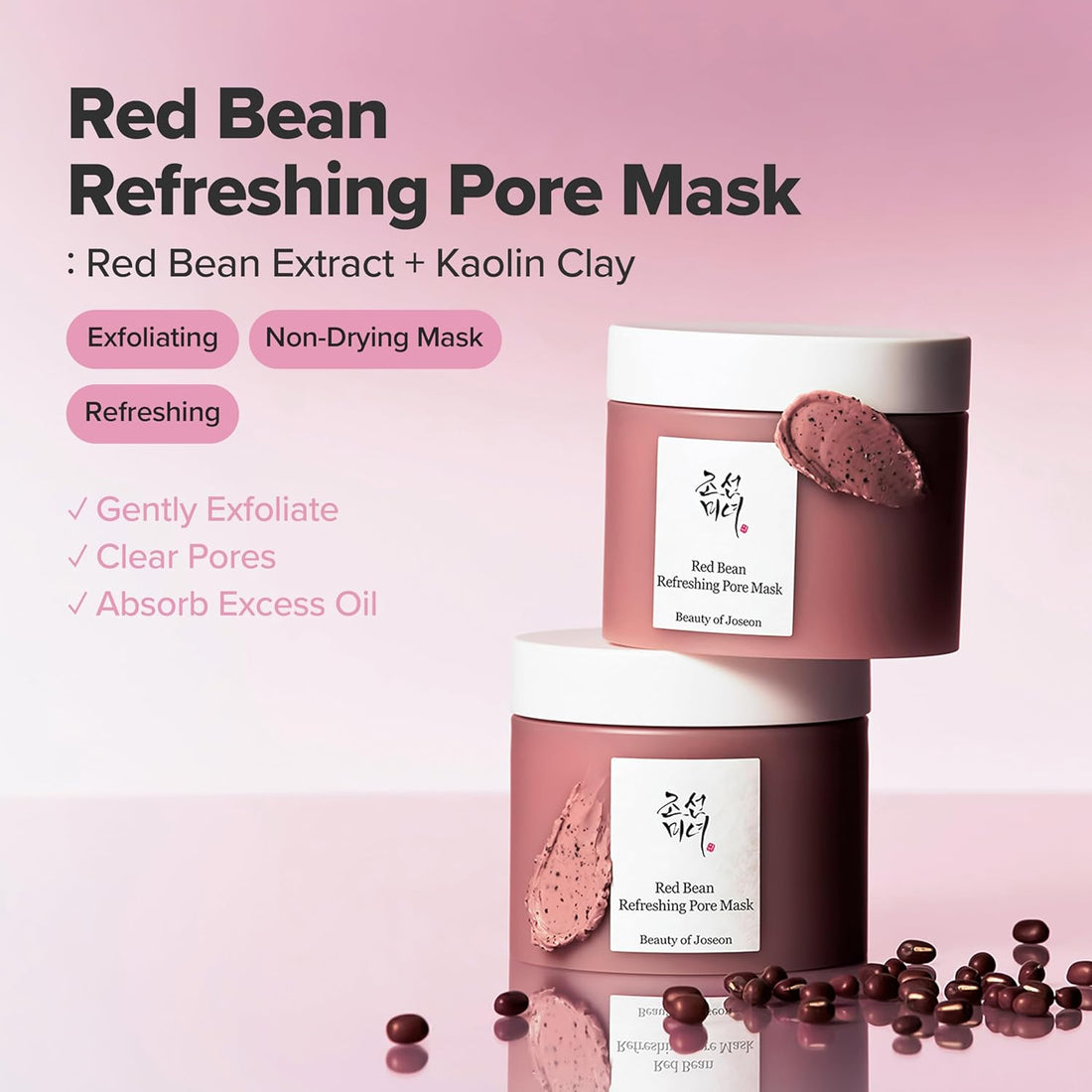 Pink facial mask with a white container on a white background