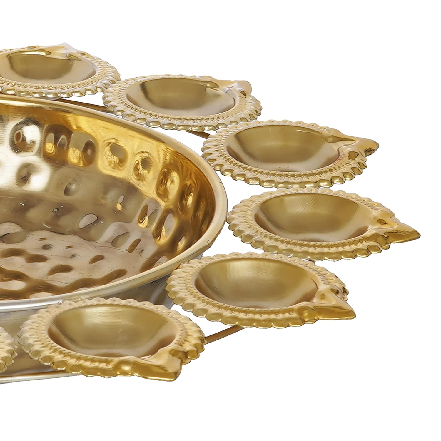 Webelkart Gold Urli Bowl with Lotus Diya for Festive Home Décor