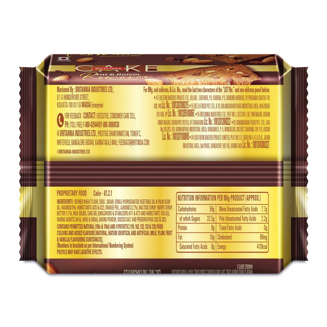 Britannia Cake - Nuts and Raisin Romance, 60g