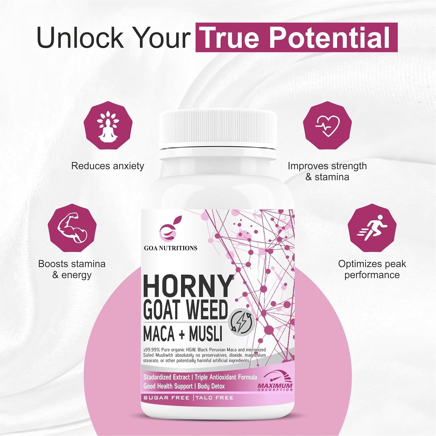 Goa Nutritions Hornygoatweed With Maca Root Powder,  60 Tablets
