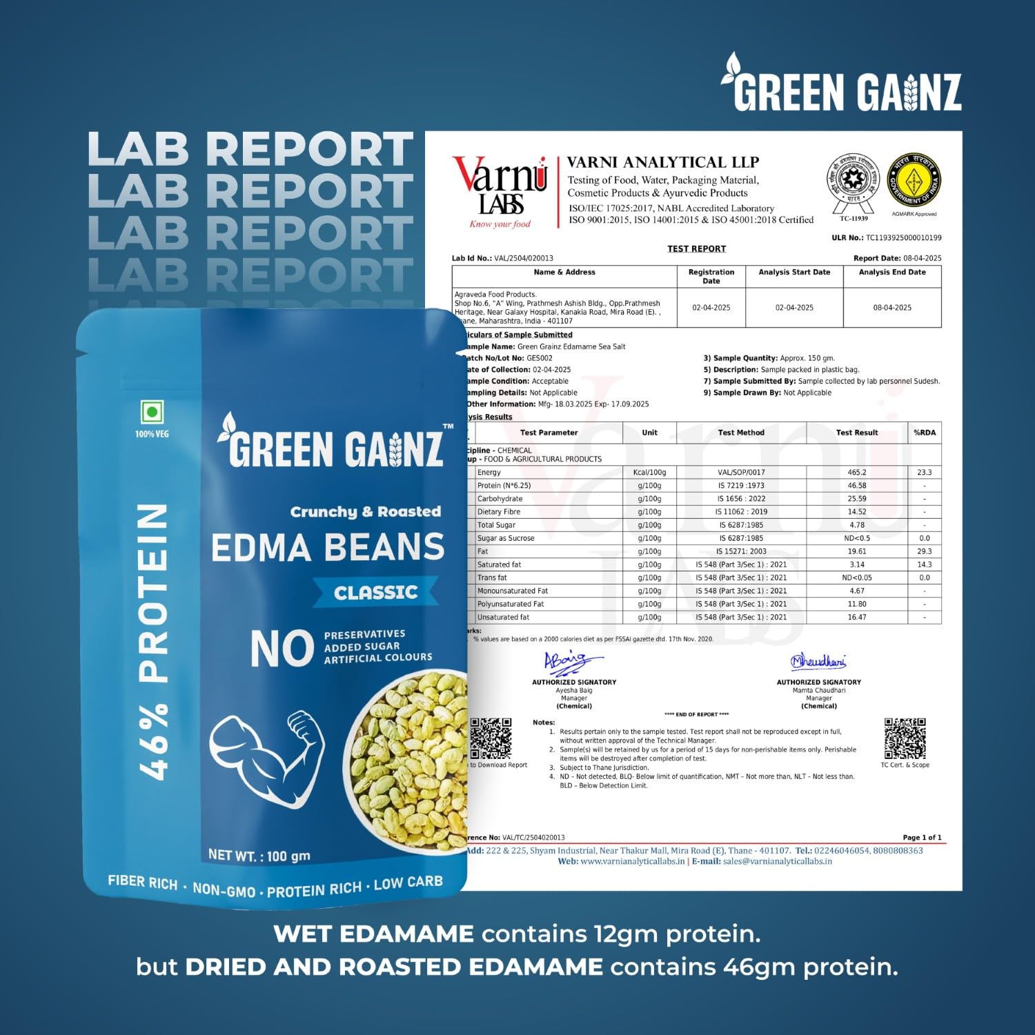 Green Gainz Roasted Edamame Classic Flavour – 100gm