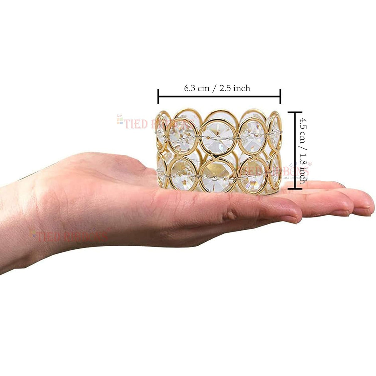 TIED RIBBONS Pack of 2 Crystal Tealight Candle Holder