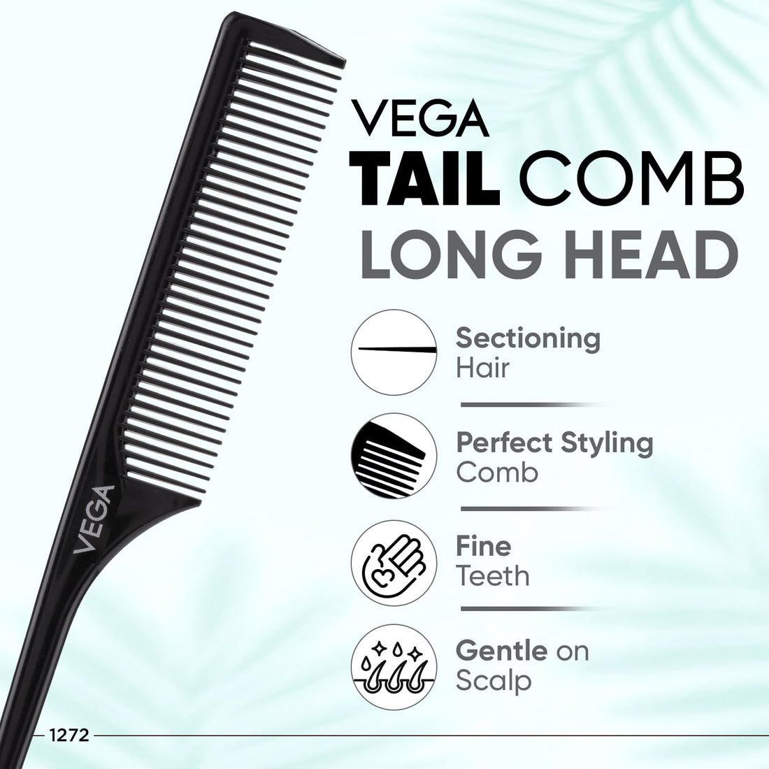Vega Rat/Tail Comb for Hair Styling – Fine Tooth Tail Comb for Hair Sectioning & Parting & Precise Hair Styling