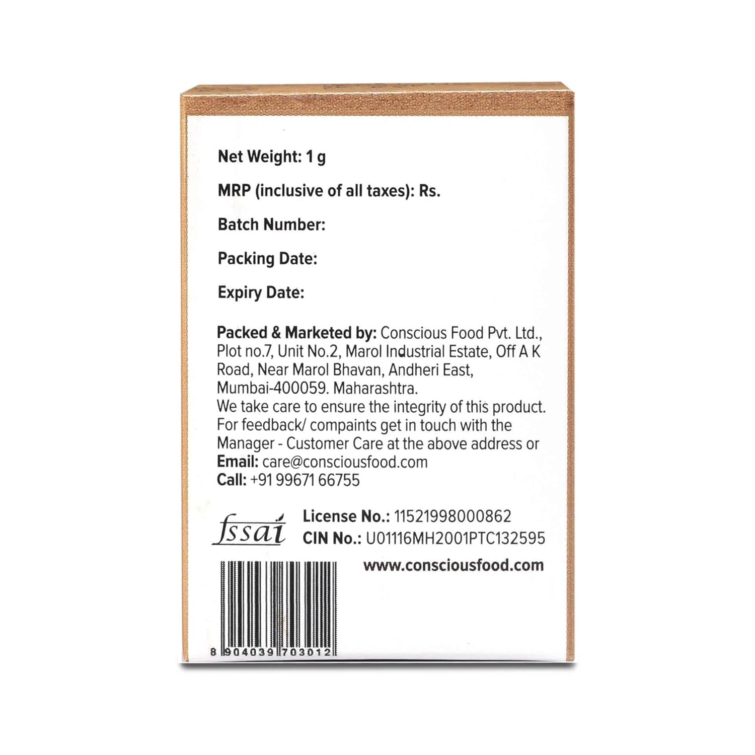 Conscious Food Organic Saffron, 1Gram