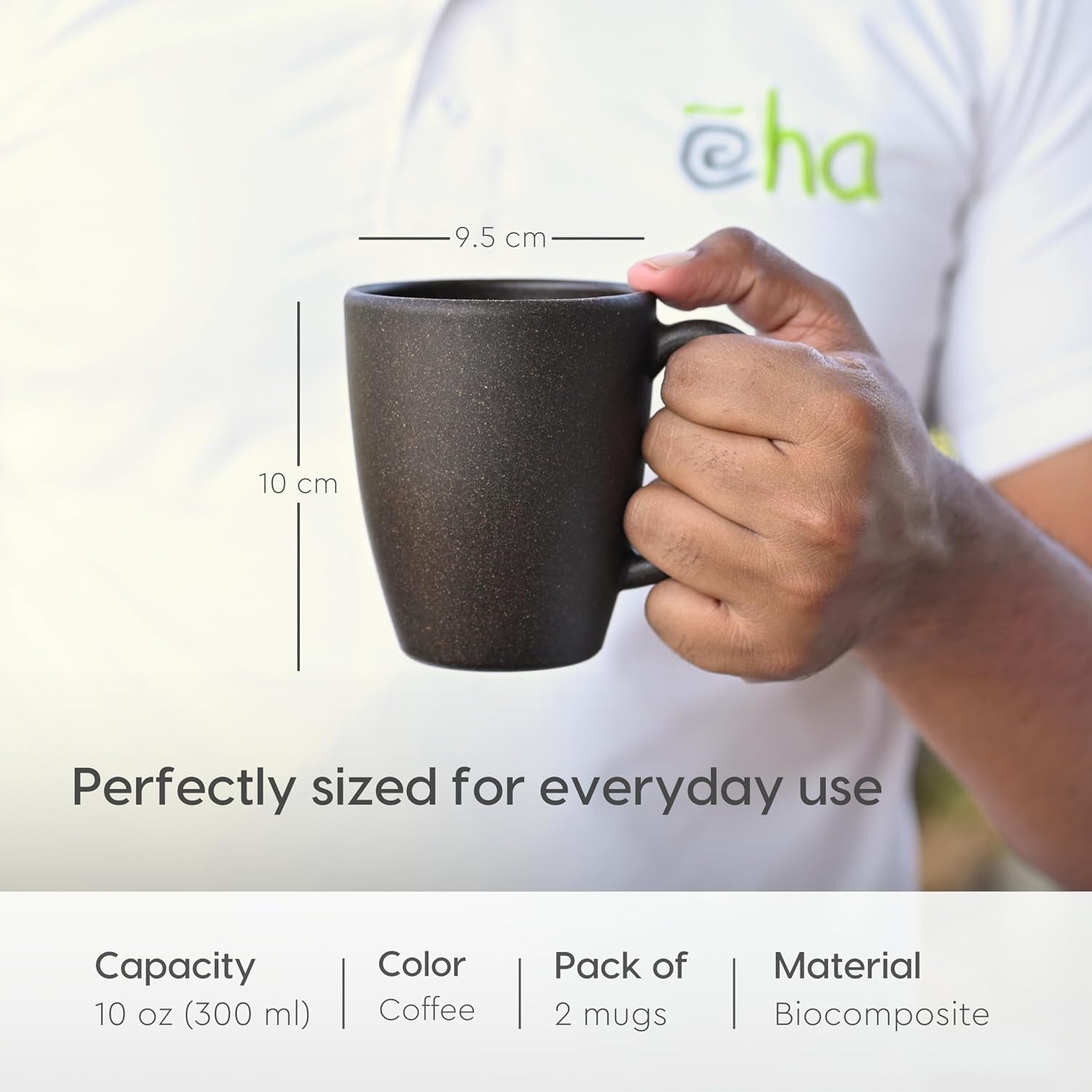 Eha Set of 2 Earth-Friendly Classic Coffee Mug | 300 ml - Set of 2