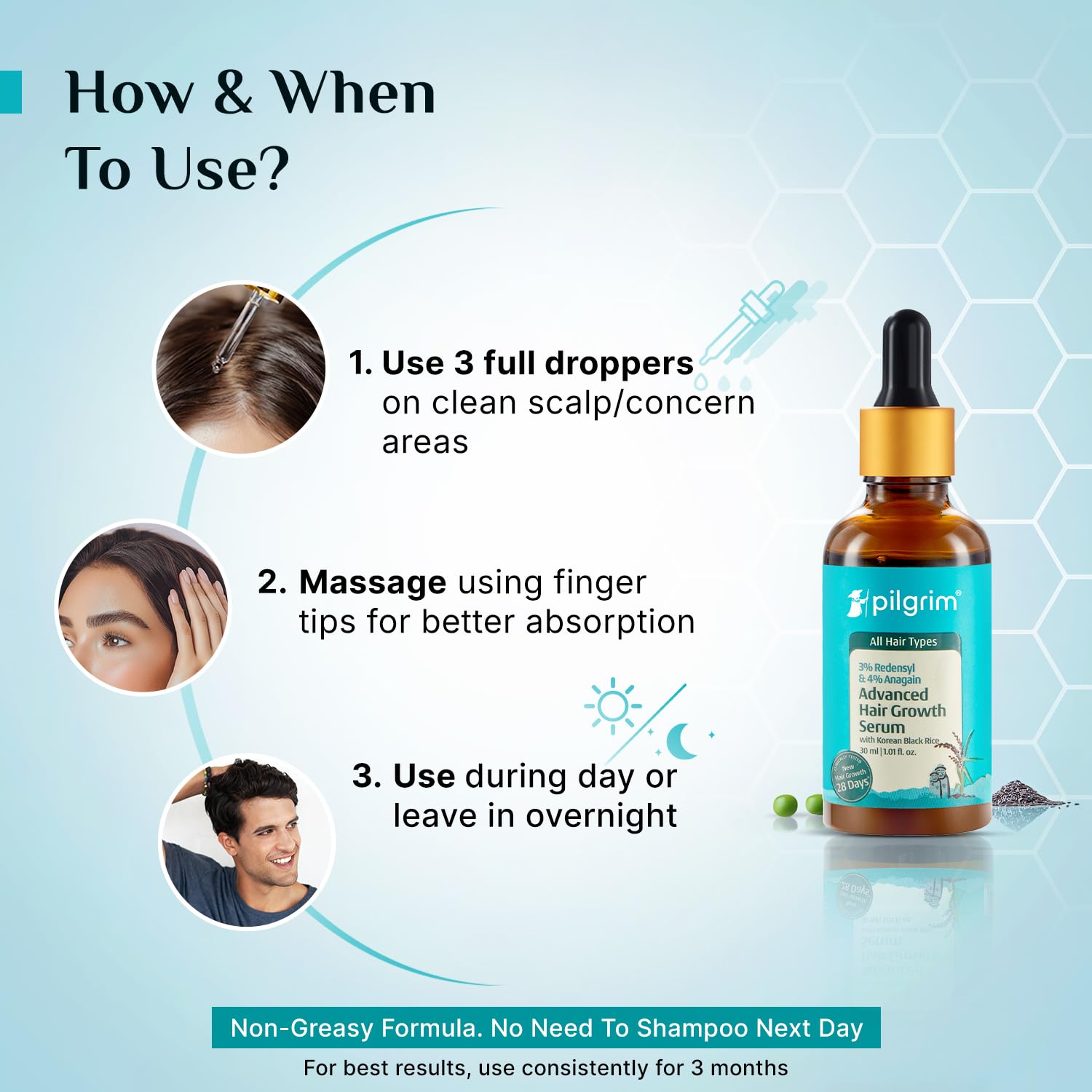 Pilgrim Hair Growth Serum with Redensyl, Anagain & Baicapil