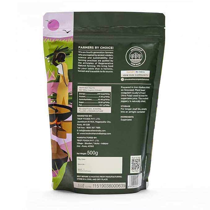 Two Brothers Organic Farms - Sugarcane Jaggery Powder - 500 G