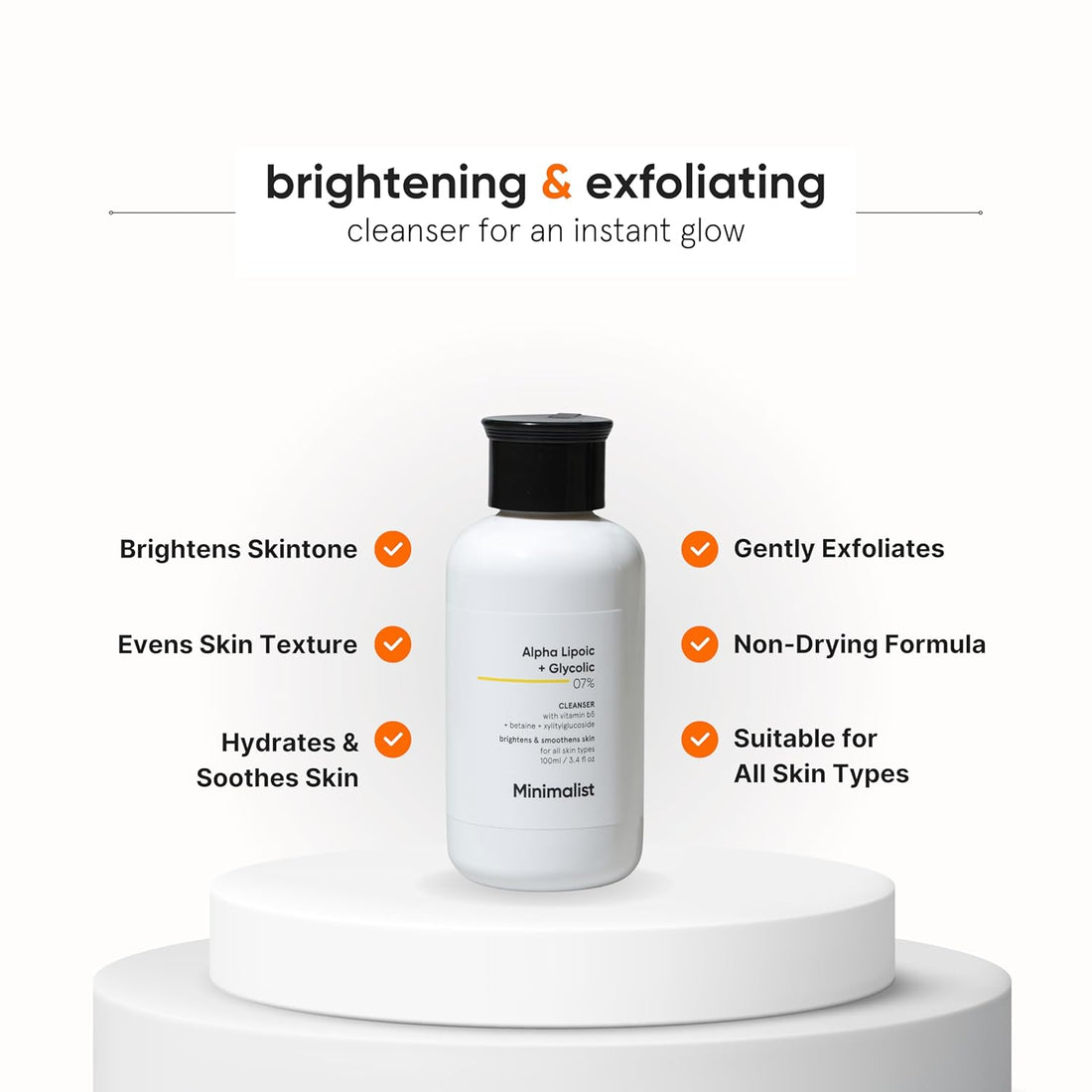 Minimalist 7% ALA + Glycolic Brightening Face Wash| 100 ml