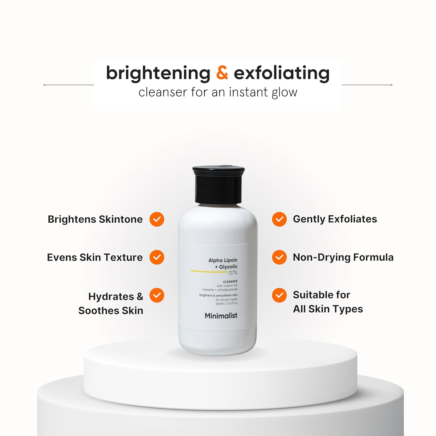 Minimalist 7% ALA + Glycolic Brightening Face Wash| 100 ml