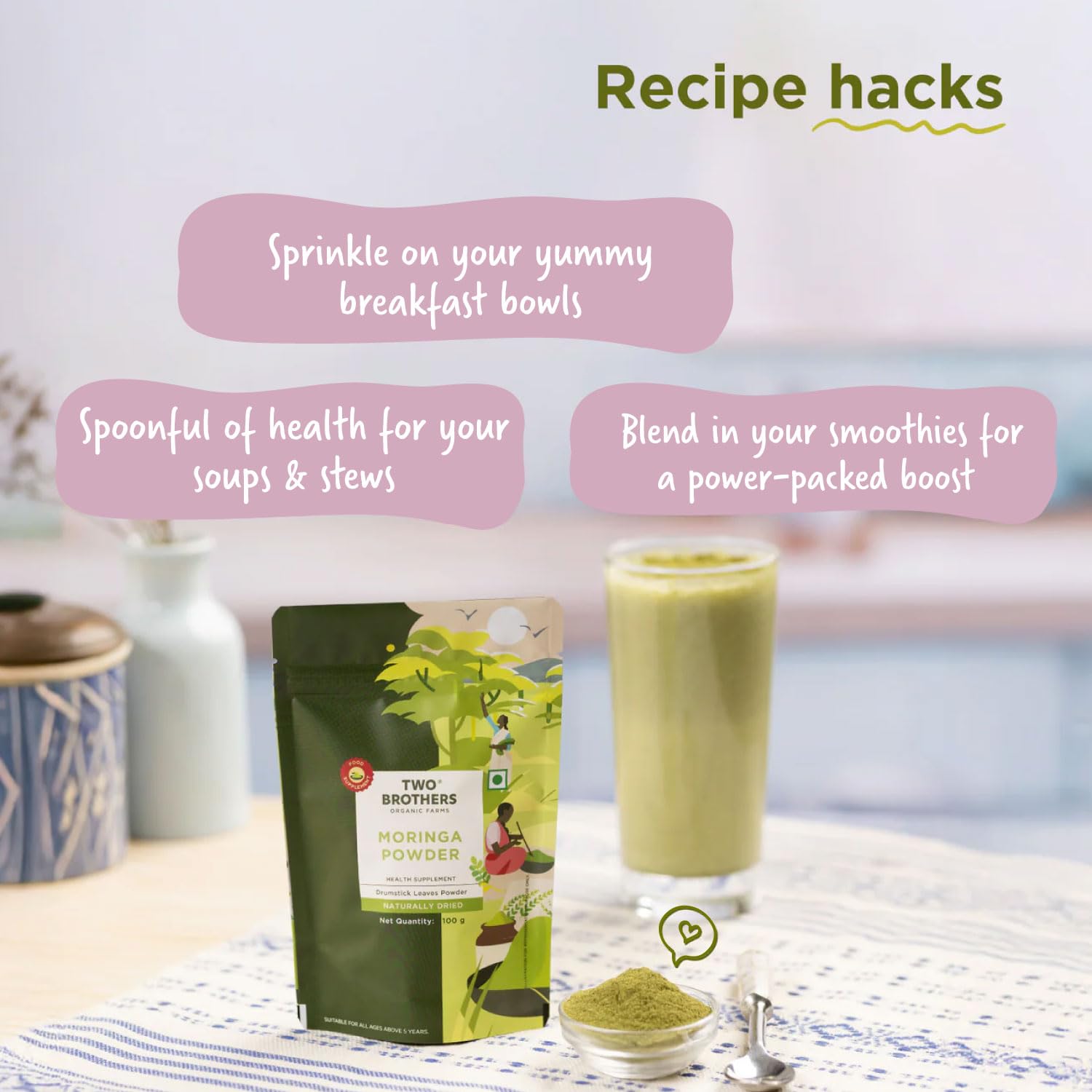 Two Brothers Organic Farms Moringa Powder - 100G