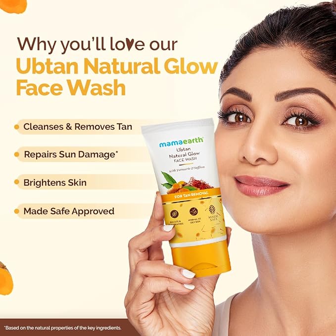 Mamaearth Ubtan Natural Glow Face Wash with Turmeric &amp; Saffron - 150ml