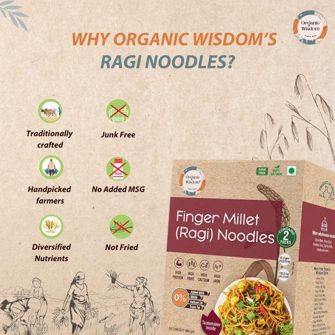 Organic Wisdom-Back to Roots Ragi (Finger Millet) Noodles | 384 gm