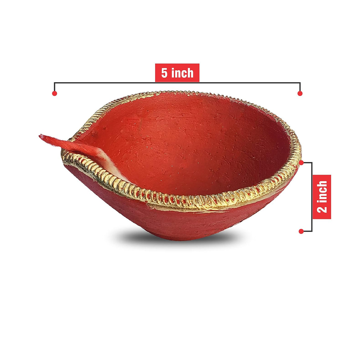 Pure Source India Traditional Handmade Earthen Clay Big Size Diya 2 Piece
