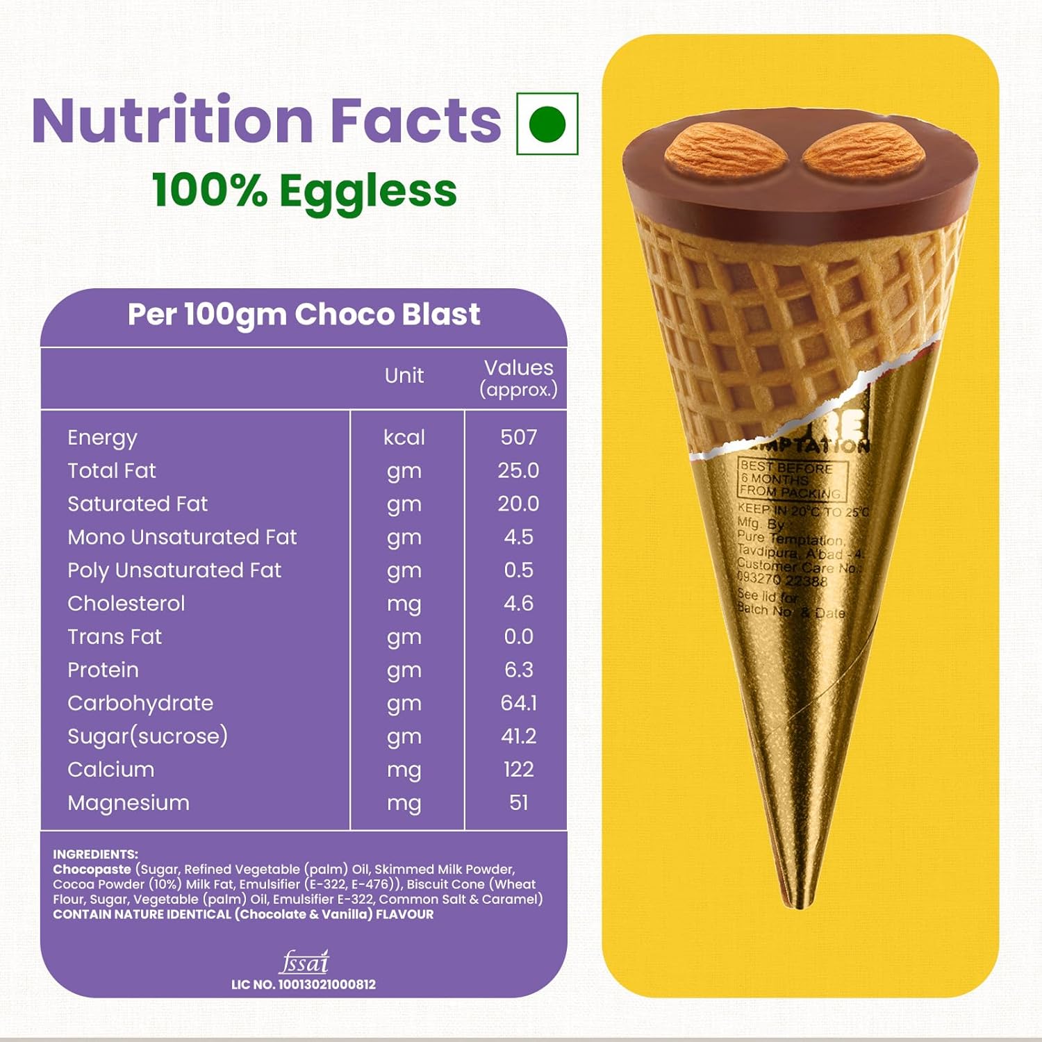 Pure Temptation Chocoblast Chocolate-Filled Waffle Cones [30 Pieces Chocolate Box]