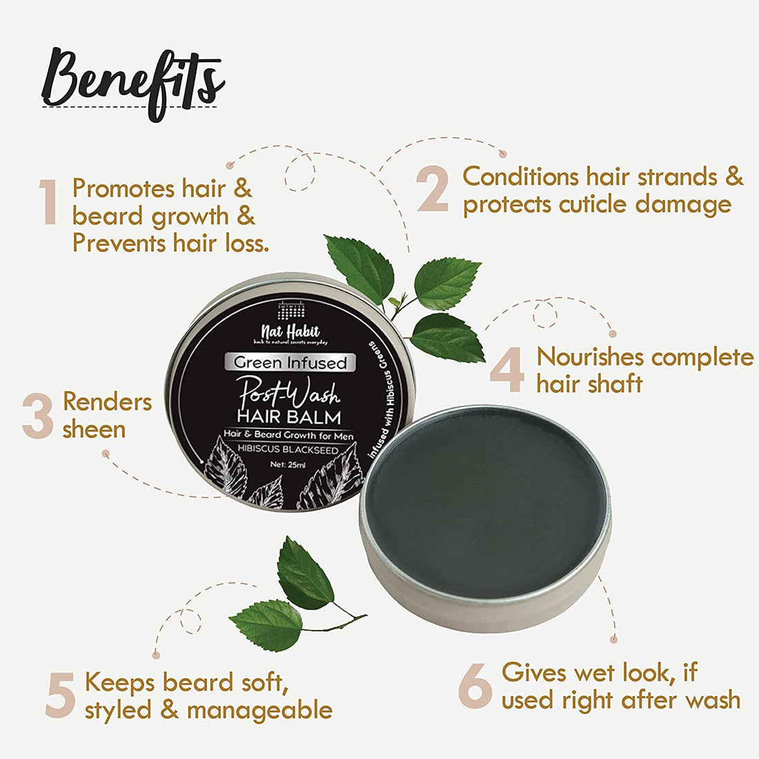 Nat Habit Hibiscus Black Seed Hair & Beard Balm For Hair Growth - 35 G