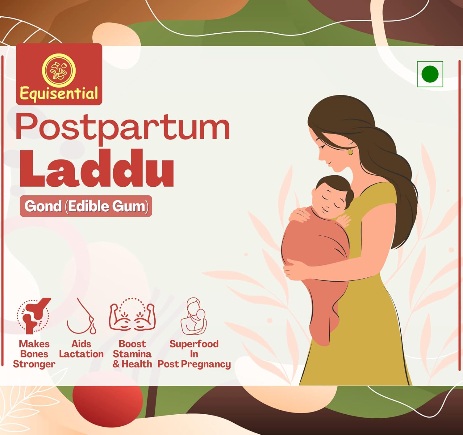 Equisential Postpartum Gond or Dink (Edible Gum) Laddoos | After Delivery Food For Mother | - 500GM
