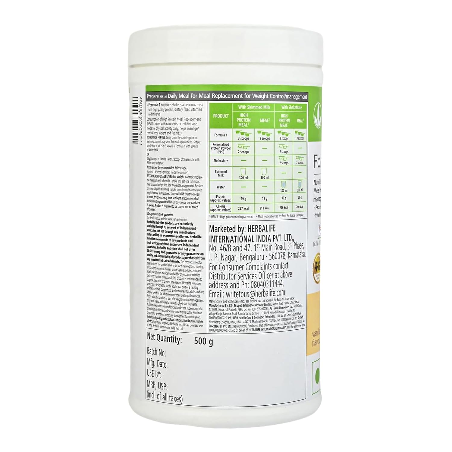 Herbalife Formula 1 Nutritional Shake Mix – Vanilla Flavor | 500g | Meal Replacement