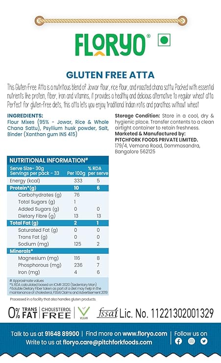 Floryo Gluten Free Atta- 1kg Pack