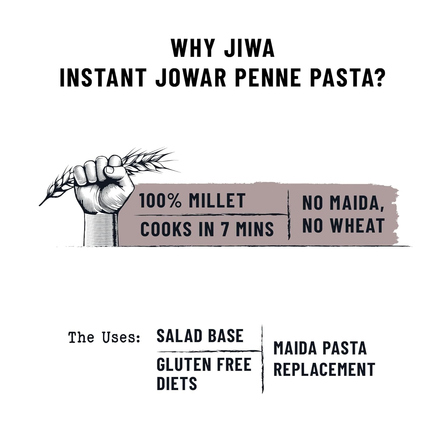 Jiwa Instant Jowar Penne Pasta | Cooks in 7 minutes  Gluten Free | 200 g