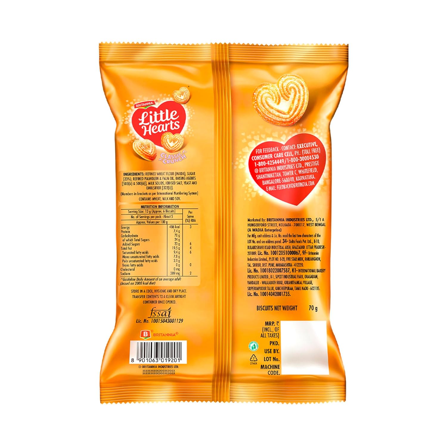 Britannia Little Hearts, 75g