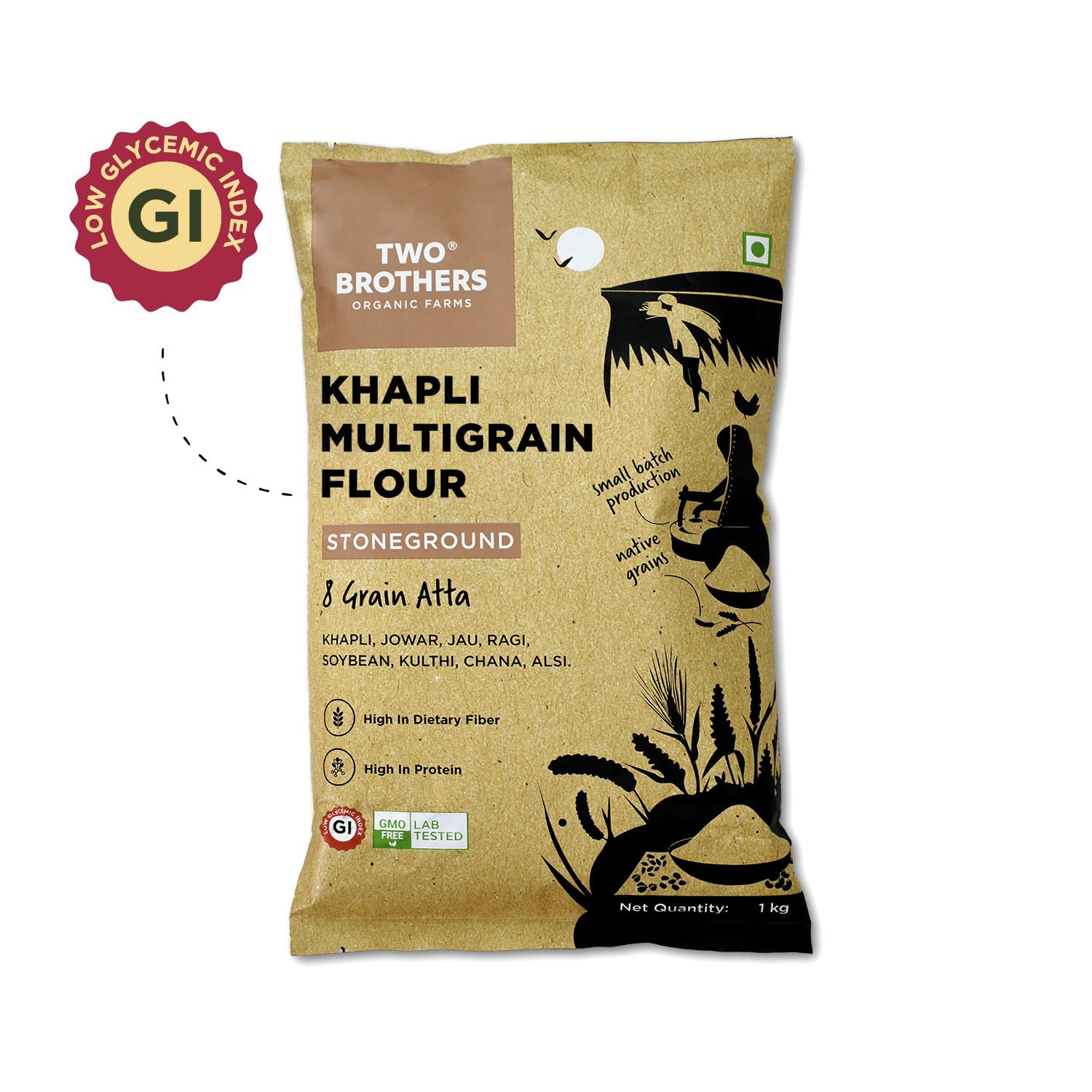 Two Brothers Organic Farms Khapli Multigrain Atta (1kg)