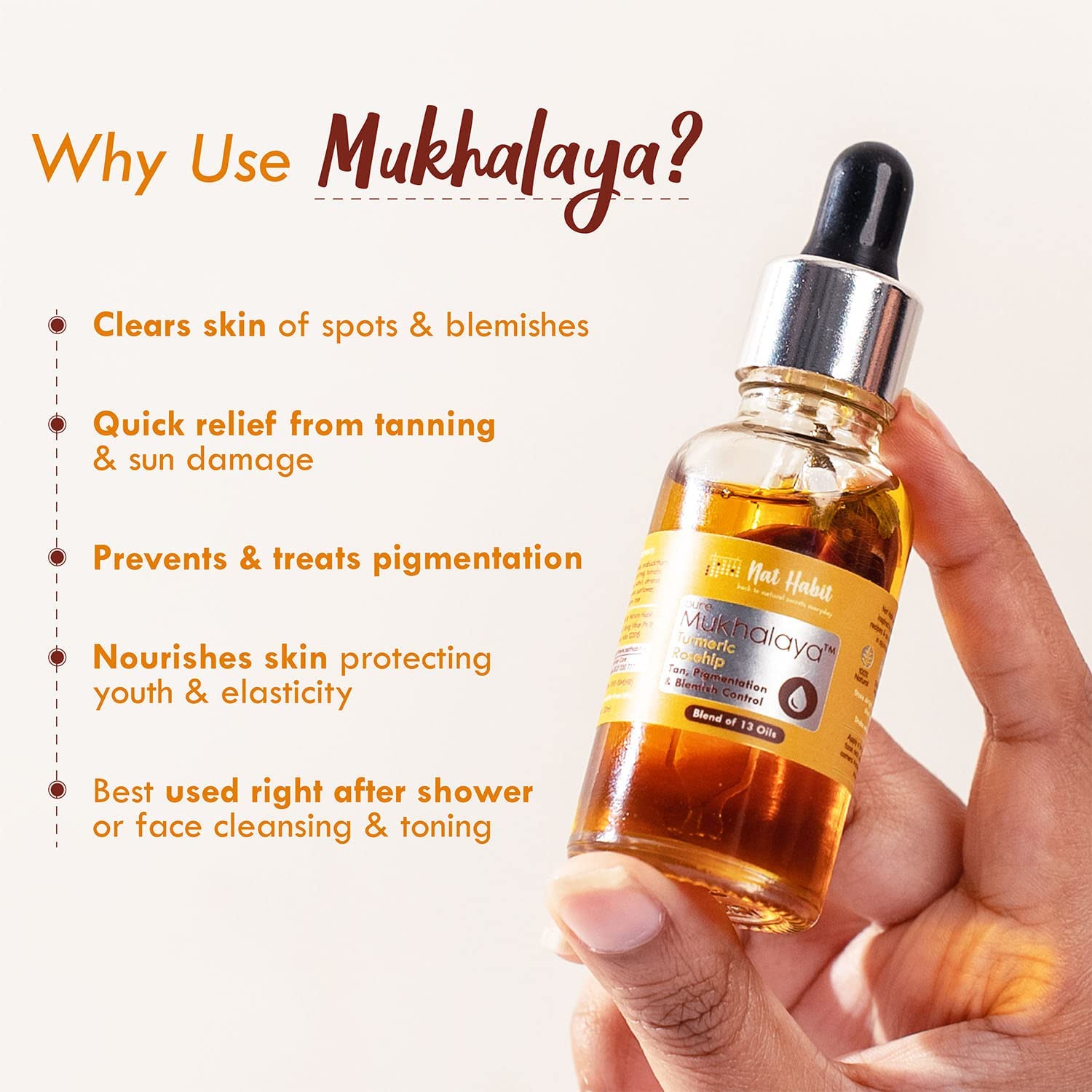 Nat Habit Turmeric Rosehip Mukhalaya Face Oil (30ml)