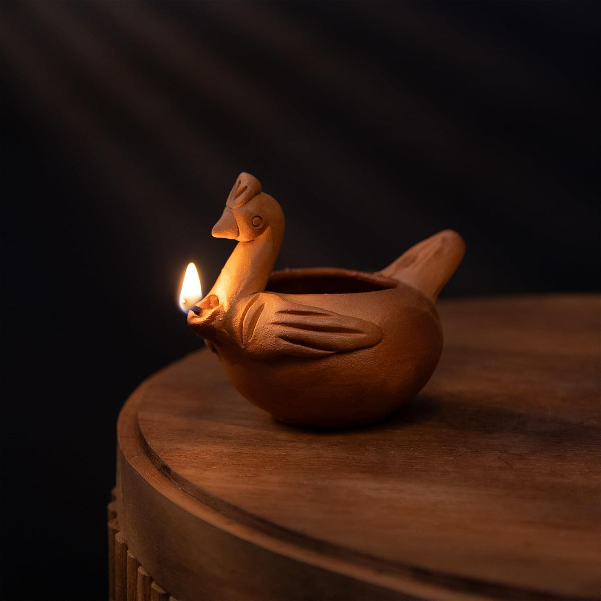 Handmade Clay Duck Diya for Pooja Set of 2