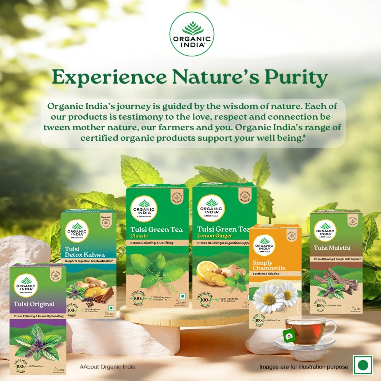 A TATA Product - Organic India Tulsi Honey Chamomile Infusion - 25 Tea Bags