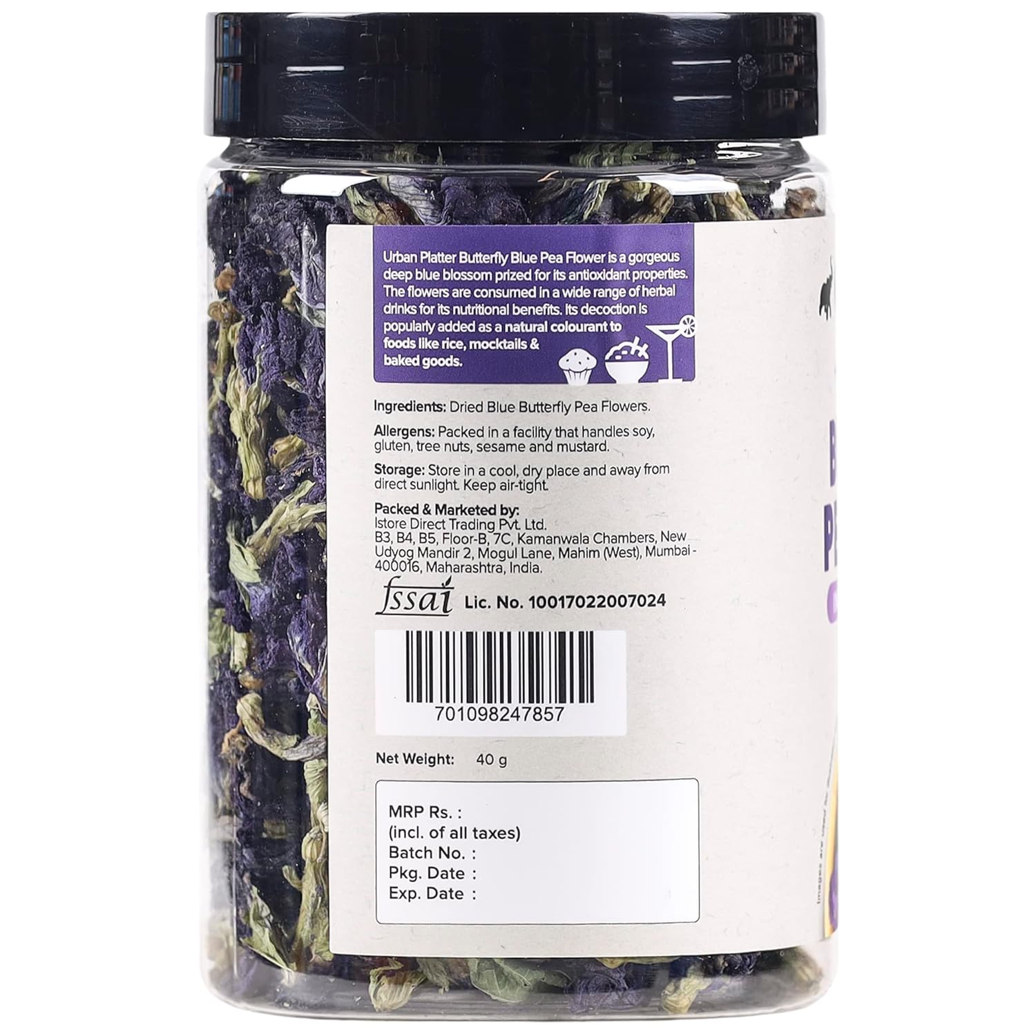 urban platter Blue Butterfly Pea Flower Tea, 40 Gram
