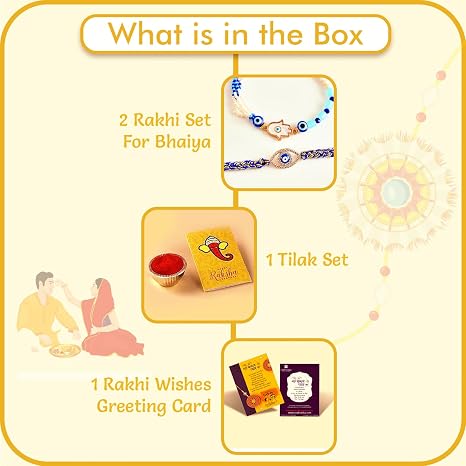 CraftVatika Evil Eye Bracelet Rakhi Set for Brother and Bhabhi, Rakhi Set of 2