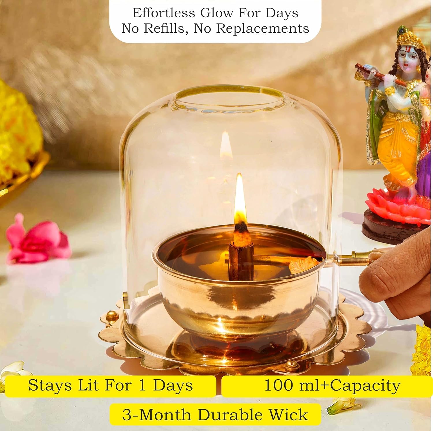 Pure Source India Akhand Diya Wicks for Pooja -100% Cotton Wick- 9 Inch (10 PCS)