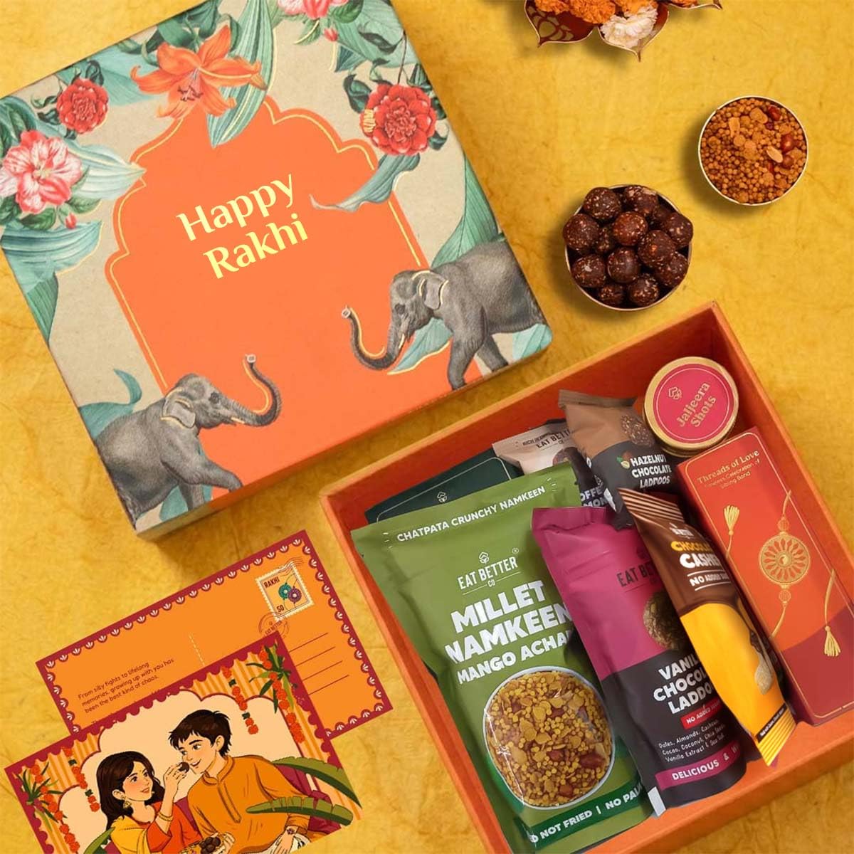 Jumbo Happy Rakhi Gift Hamper - 10-Item Raksha Bandhan Gift for Brother