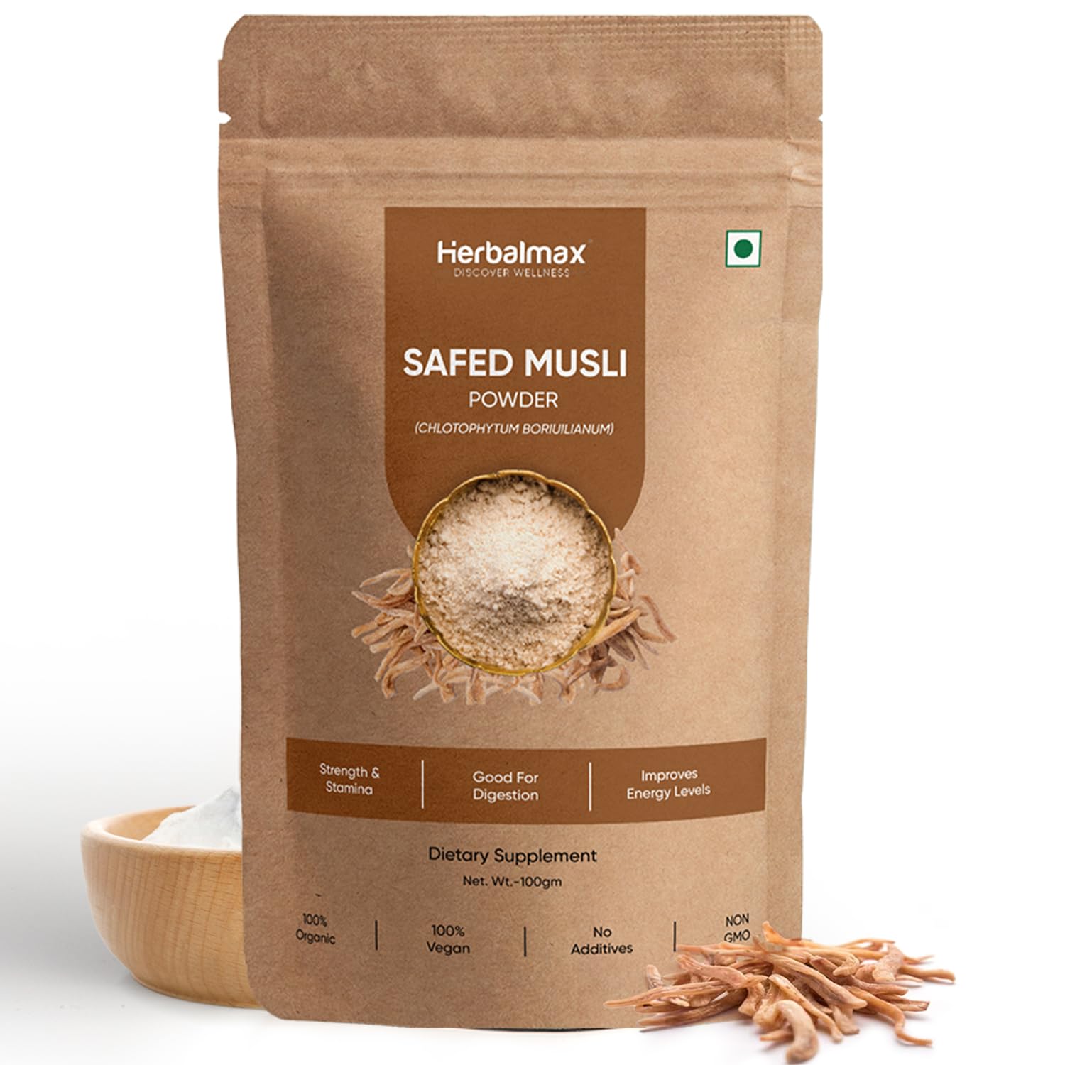 Herbal max Organic Safed Musli Root Powder - 100 g